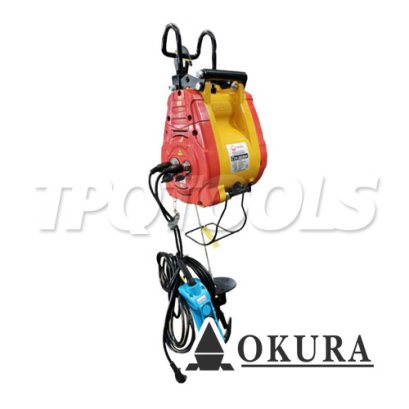E-OK-500BSH รอกสลิงมินิไร้แปรงถ่าน รับน้ำหนักสูงสุด 500 กก. แบบพกพาใช้ไฟฟ้า &quot;OKURA&quot;