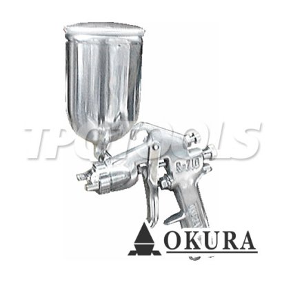 R-710G กาพ่นสีใช้ลม กระป๋องบน ขนาดปาก 1.5 มม. 400CC ความจุลม 195 ลิตร/นาที OKURA