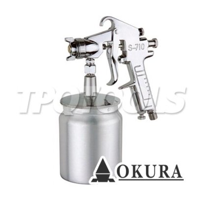 S-710S (เขียวแดง) กาพ่นสีใช้ลม กระป๋องล่าง (เขียวแดง) ขนาดปาก 1.5 มม. 750CC ความจุลม 185 ลิตร/นาที OKURA