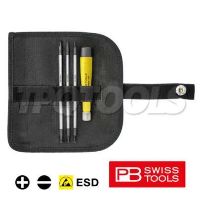 PB1110ESD ไขควงชุด ESD ด้ามกันไฟฟ้าสถิต TELESCOPIC พร้อมซองหนัง PB SWISS TOOLS