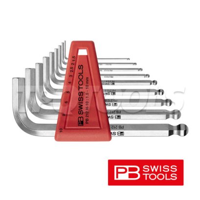PB212H10 ชุดประแจหกเหลี่ยมหัวบอลสั้น ขนาด 1.5-10 มม. (8 ตัวชุด) PB SWISS TOOLS