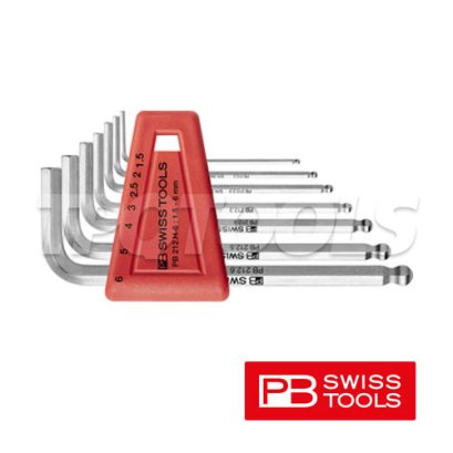 PB212H6 ชุดประแจหกเหลี่ยมหัวบอลสั้น ขนาด 1.5-6 มม. (6 ตัวชุด) PB SWISS TOOLS