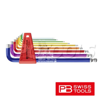 PB212LH10RB ชุดประแจหกเหลี่ยมแบบยาวหัวบอล สีรุ้ง ขนาด 1.5-10 มม. (9 ตัวชุด) PB SWISS TOOLS