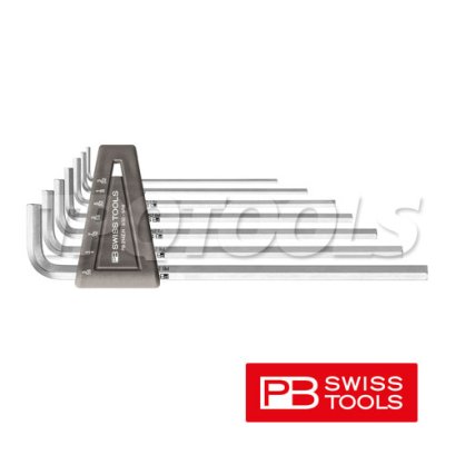 PB214ZH ชุดประแจหกเหลี่ยมแบบยาว (หัวตัด) ขนาด 3/32"-5/16" (7 ตัวชุด) PB SWISS TOOLS