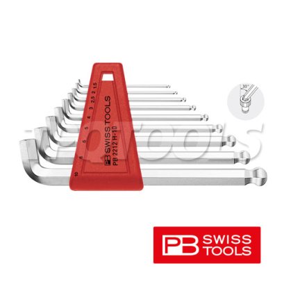 PB2212H10 ชุดประแจหกเหลี่ยมหัวบอลสั้น แบบคอสั้น ขนาด 1.5-10 มม. (9 ตัวชุด) PB SWISS TOOLS