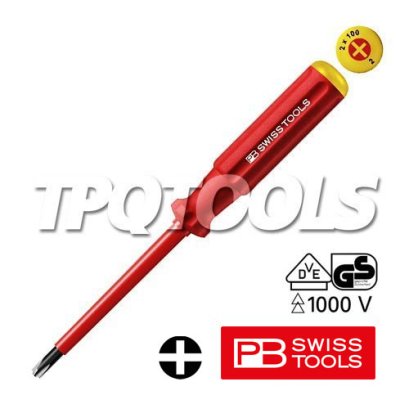PB5181.2-100 ไขควงกันไฟ VDE1000V แบบคลาสสิก ปากรวมแฉก-แบน PH/SL No.2 ความยาวทั้งตัว 205 มม. PB SWISS TOOLS