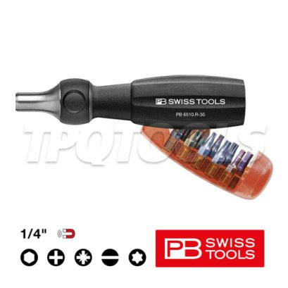 PB6510R30 ชุดไขควงเปลี่ยนหัวได้ (แฉก+PZ+HEX+TORX) PB SWISS TOOLS