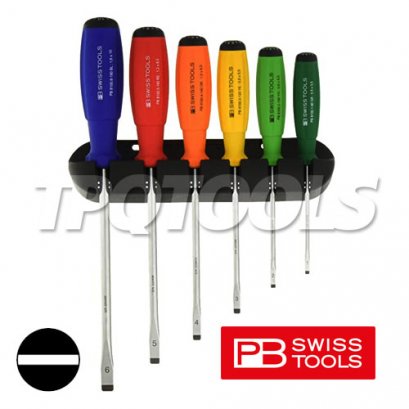 PB8240RB ไขควงด้ามสีพร้อมขาแขวนปากแบน 6 ตัวชุด