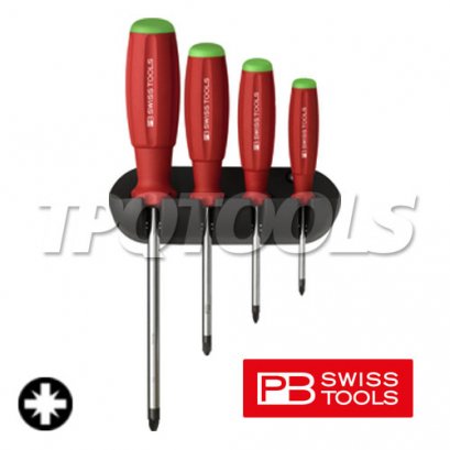 PB8243 ชุดไขควงปากแฉก Prozidriv 4 ตัวชุด พร้อมแผงแขวน PB SWISS TOOLS