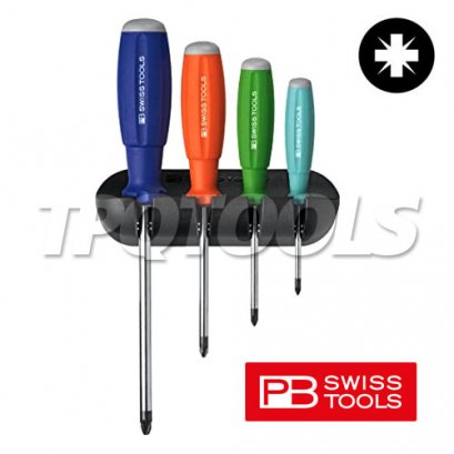 ไขควงด้ามสีพร้อมขาแขวนปาก PZ 4 ตัวชุด (0,1, 2, 3) PB8243RB