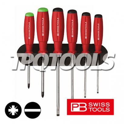 PB8245 ชุดไขควงปากแฉก-แบน 6 ตัวชุด พร้อมแผงแขวน PB SWISS TOOLS