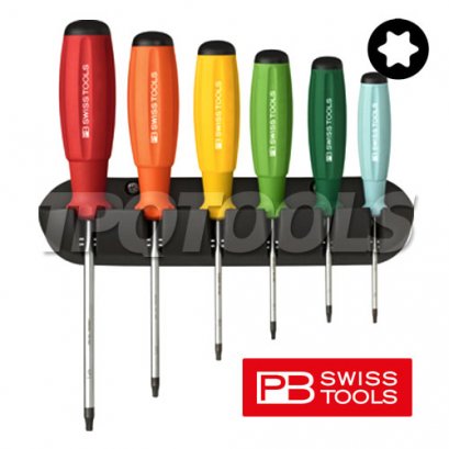 PB8440RB ไขควงท็อกซ์ด้ามสีพร้อมขาแขวน 8 - 25 มม. (6 ตัวชุด)
