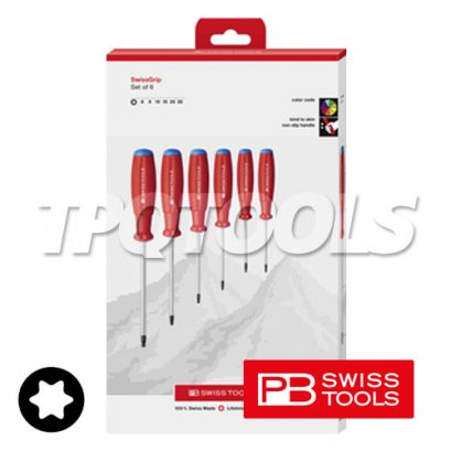 PB8460CBB ไขควงท็อกซ์ด้ามแดง 8-25 มม. 6 ตัว บรรจุกล่อง