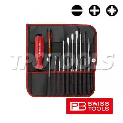 PB9216-RED ชุดไขควงซองหนัง 12 ตัว/ชุด PB SWISS TOOLS