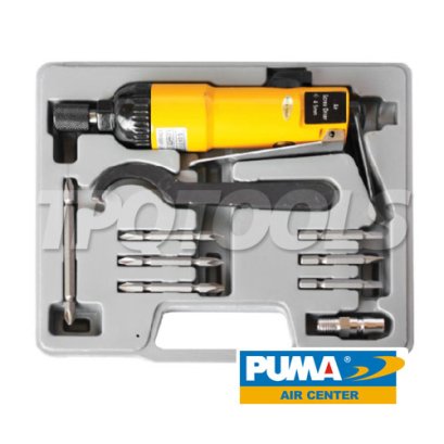 AT-4060K ไขควงลมครบชุด 1/4&quot; / 2 หุน ความเร็วรอบ 11000 RPM แรงบิด 25 FTLBS ท่อลมเข้า 1/4&quot; แรงดันลม 90 PSI ใช้กับดอกไขควง 6 เหลี่ยม พูม่า &quot;PUMA&quot;