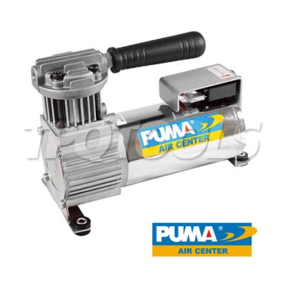 DC-02-12V ปั๊มลมไร้น้ำมันแบบพกพาพูม่า สำหรับติดรถยนต์ ขนาด 1/4 HP ปริมาณลม 34 ลิตร/นาที 3000 RPM แรงดันสูงสุด 10 บาร์ / 12V พูม่า PUMA