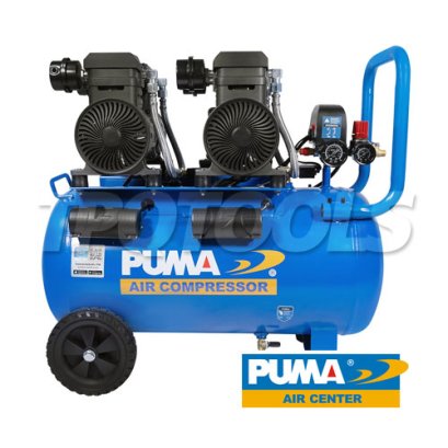 FORCE-55 ปั๊มลมไร้น้ำมันพูม่า (ออยล์ฟรี) OIL-FREE ความจุถัง 55 ลิตร 1450Wx2 มอเตอร์ทองแดง รอบมอเตอร์ 2850 RPM พูม่า PUMA