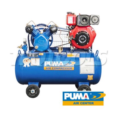 TPU-10 ปั๊มลมสายพานพร้อมเครื่องยนต์ / ปั๊มลมอันโหลดดิ้งพร้อมเครื่องยนต์ ขนาด 1 แรง (HP) 2 ลูกสูบ ความจุถัง 92 ลิตร พูม่า PUMA