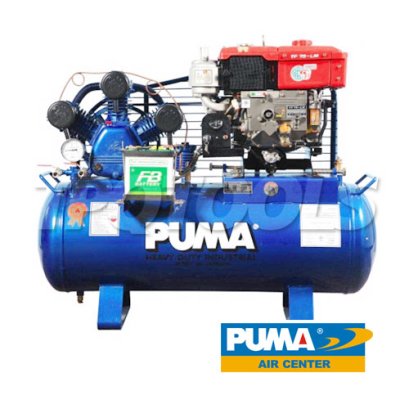 TPU-100 ปั๊มลมสายพานพร้อมเครื่องยนต์ / ปั๊มลมอันโหลดดิ้งพร้อมเครื่องยนต์ ขนาด 10 แรง (HP) 3 ลูกสูบ ความจุถัง 315 ลิตร พูม่า PUMA