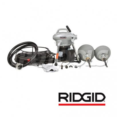 K-50-8 (76495) เครื่องล้างท่อ 3/4&quot;-4&quot; (19-100 มม.) พร้อมชุดสายเคเบิ้ล A30, อะแดปเตอร์ A17-A, A17-B (ครบชุดใหญ่) RIDGID