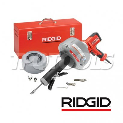 K45AF-5 (36043) เครื่องล้างท่อไฟฟ้า 3/4”-2.1/2” นิ้ว (19-64 มม.) พร้อมสายเคเบิ้ล C-1IC + หัวหางหมู 5/16” ยาว 25 ฟุต + สายเคเบิ้ล C-6 + ชุดหัวล้างท่อ T250 + กล่องเครื่องมือ (ใช้กับขนาดสาย 5/16” และ 3/8” ได้) AUTOFEED ริดยิท “RIDGID” USA.