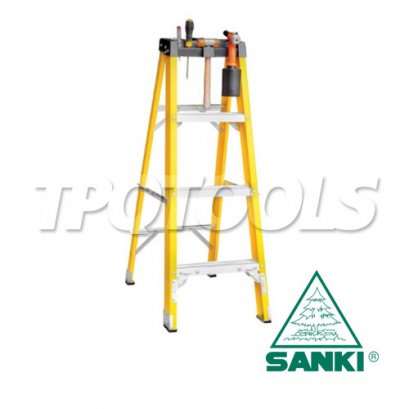 LD-FBE08 (8 ขั้น) บันไดไฟเบอร์กลาสทรงเอซันกิ ECO มีถาด SANKI