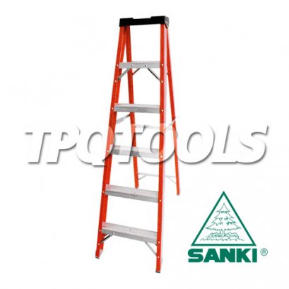 LD-FBA08 (8 ขั้น) บันไดไฟเบอร์กลาสทรงเอ มีถาดเครื่องมือ SANKI