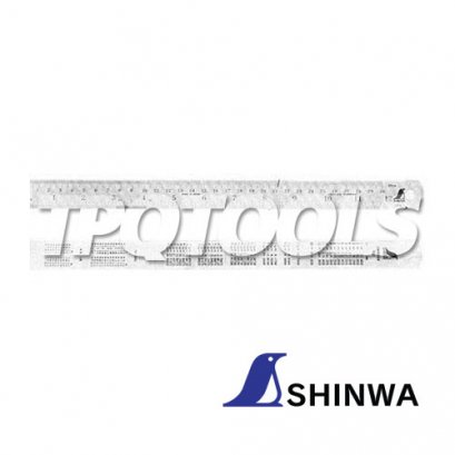 H-401C บรรทัดสแตนเลสแบบชุบขาว 300 มม. SHINWA Hard Chrome Finish