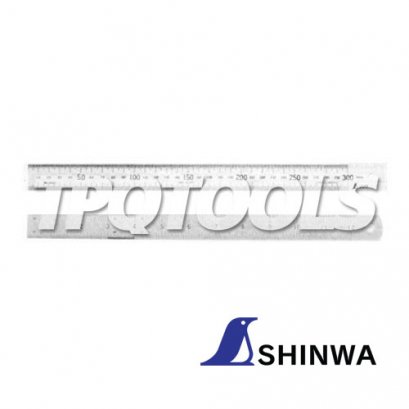 H-201C บรรทัดสแตนเลสแบบชุบขาว 300 มม. SHINWA Hard Chrome Finish