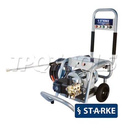 SK1809C/5.5 เครื่องฉีดน้ำแรงดันอุตสาหกรรม 200 บาร์ มอเตอร์ 5.5 แรง 4 POLE 1450 รอบ/นาที ไฟ 380V สายอัดฉีดแรงดันยาว 15 เมตร แบบรถเข็นล้อหลัง 2ล้อ STARKE