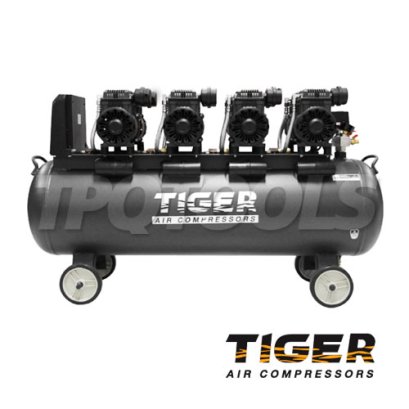 JAGUAR-150 ปั๊มลมออยล์ฟรีระบบไร้น้ำมัน ขนาด 150 ลิตร 1390Wx4 มอเตอร์ทองแดง รอบมอเตอร์ 2850 RPM ไทเกอร์ TIGER