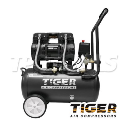 JAGUAR-25 ปั๊มลมออยล์ฟรีระบบไร้น้ำมัน ขนาด 25 ลิตร 1390W มอเตอร์ทองแดง รอบมอเตอร์ 2850 RPM ไทเกอร์ TIGER