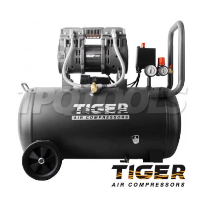 JAGUAR-50-1 ปั๊มลมออยล์ฟรีระบบไร้น้ำมัน ขนาด 50 ลิตร 1390W มอเตอร์ทองแดง รอบมอเตอร์ 2850 RPM ไทเกอร์ TIGER