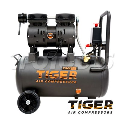 LYNX-25 ปั๊มลมออยล์ฟรีเสียงเงียบ (OIL FREE) ความจุถัง 25 ลิตร 550W / 1450 RPM มอเตอร์ทองแดง อัตราการทำลม 105 ลิตร/นาที ไทเกอร์ TIGER