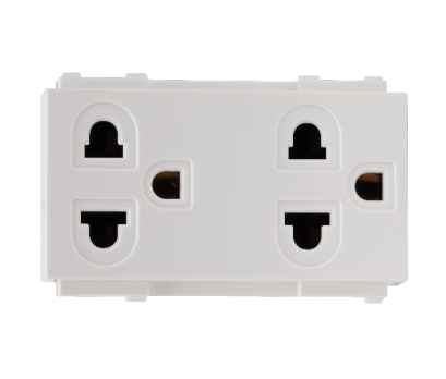 เต้ารับคู่ 3 ขา มีม่ารนิรภัย 16 แอมป์ 250 โวลต์ ขนาด 3 ช่อง (ปลั๊กกราวด์คู่)