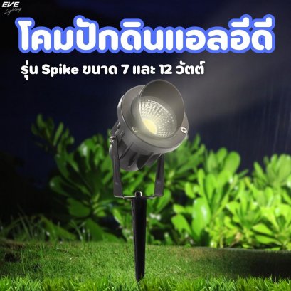โคมแอลอีดีปักดิน รุ่น Spike ใช้ภายนอก ติดตั้งบนสนามหญ้า เพิ่มความสว่างในสวน ส่องต้นไม้เพิ่มความสวยงาม ขนาด 7 วัตต์ และ 12 วัตต์ แสงเหลือง วอร์มไวท์