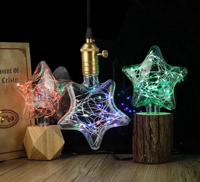 หลอดแอลอีดี รูปดาว เหมาะสำหรับตกแต่งห้อง ร้านอาหาร โรงแรม ให้แสงฟรุ้งฟริ้งสวยงาม ขนาด 1 วัตต์ LED Fantastic Star-142 1W E27 RGB 