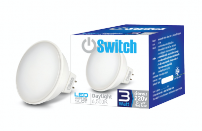 หลอดแอลอีดี หลอดMR16 หลอดประหยัดไฟ LED MR16 Slot 220V 3w Daylight GU5.3