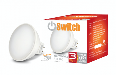 หลอดแอลอีดี หลอดMR16 หลอดประหยัดไฟ LED MR16 Slot 220V 3w Warmwhite GU5.3