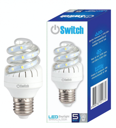 หลอดแอลอีดี หลอดเกลียว หลอดประหยัดไฟ LED Spiral 5w Daylight E27
