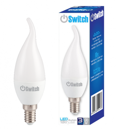 หลอดแอลอีดี ใส่โคมแชนเดอเลีย หลอดไฟทรงจำปา LED Opera Nora  3w Daylight E14