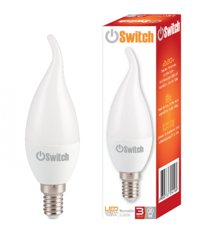 หลอดแอลอีดี ใส่โคมแชนเดอเลีย หลอดไฟทรงจำปา LED Opera Nora  3w Warmwhite E14