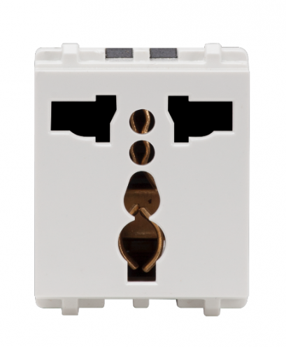 เต้ารับ Universal มีม่ารนิรภัย 16 แอมป์ 250 โวลต์ ขนาด 1.5 ช่อง