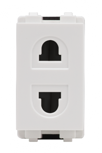 เต้ารับเดี่ยว 2 ขา มีม่ารนิรภัย 16 แอมป์ 250 โวลต์ ขนาด 1 ช่อง