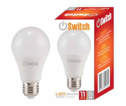 หลอดแอลอีดี ขนาด 11 วัตต์ แสงเหลืองวอร์มไวท์  LED A60 Super Nova 11w Warmwhite