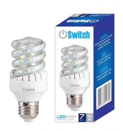 หลอดแอลอีดี หลอดเกลียว หลอดประหยัดไฟ LED Spiral 7w Daylight E27