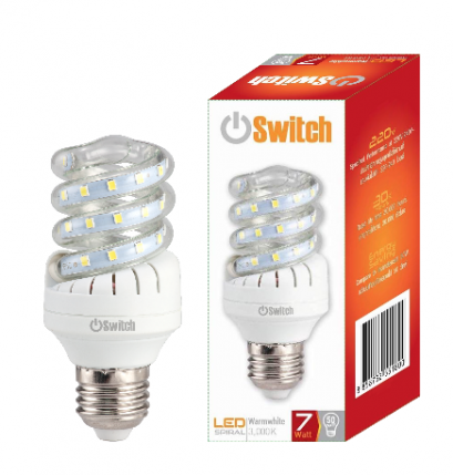 หลอดแอลอีดี หลอดเกลียว หลอดประหยัดไฟ LED Spiral 7w Warmwhite E27