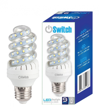 หลอดแอลอีดี หลอดเกลียว หลอดประหยัดไฟ LED Spiral 9w Daylight E27