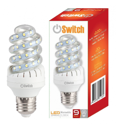 หลอดแอลอีดี หลอดเกลียว หลอดประหยัดไฟ LED Spiral 9w Warmwhite E27