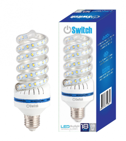 หลอดแอลอีดี หลอดเกลียว หลอดประหยัดไฟ LED Spiral 18w Daylight E27